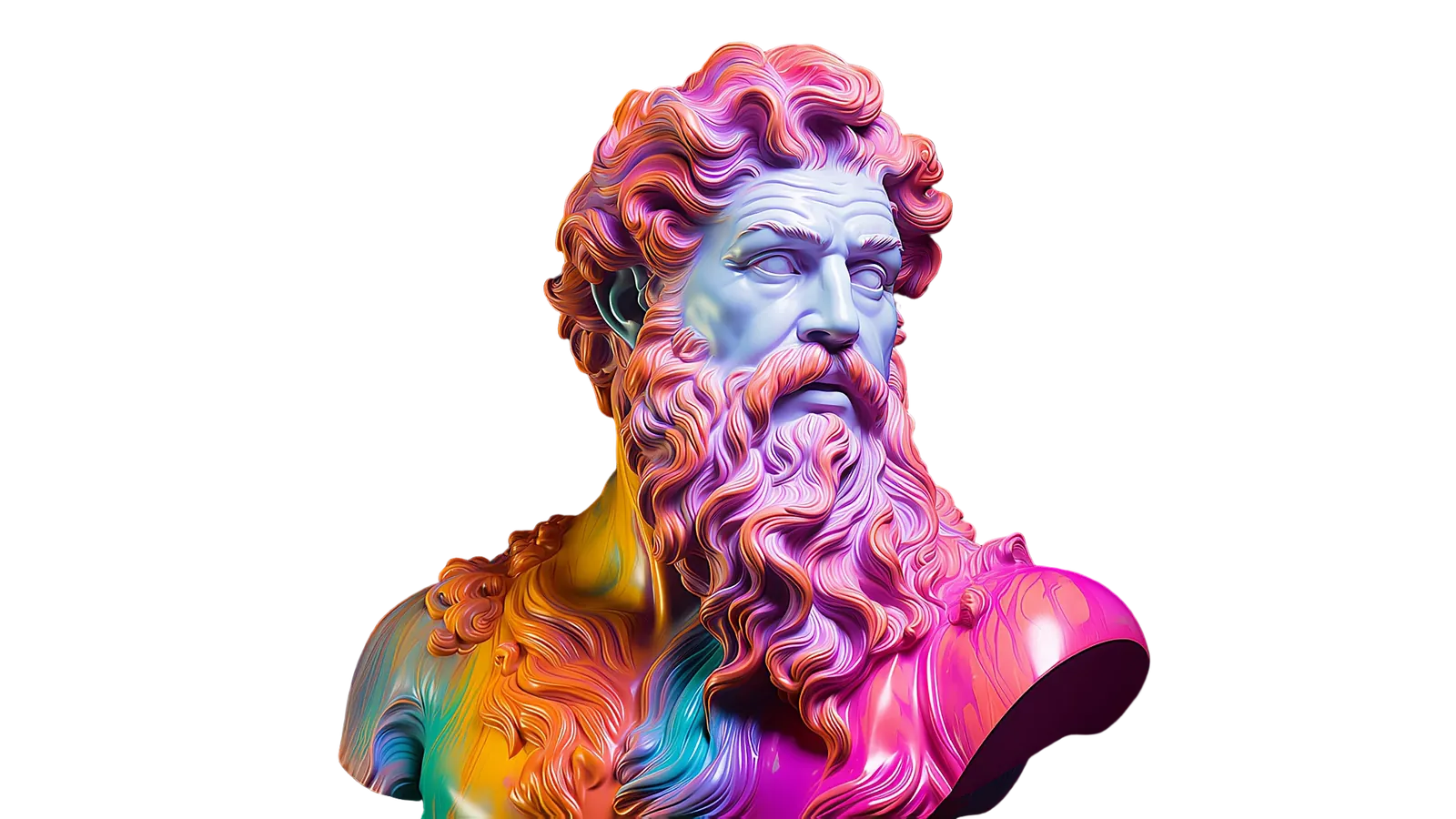 Busto de Platão coberto de tinta colorida